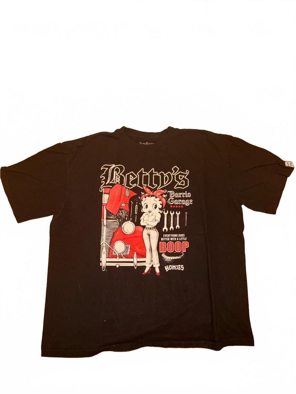 Betty Boop x Homies Barrio Garage T-Shirt Black Graphic Tee Size 2XL